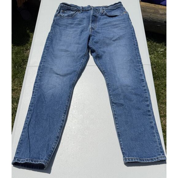 Levis 501 S Men's 29x28 Blue Jeans Button Fly Skinny Denim 5 Pocket - Picture 1 of 13